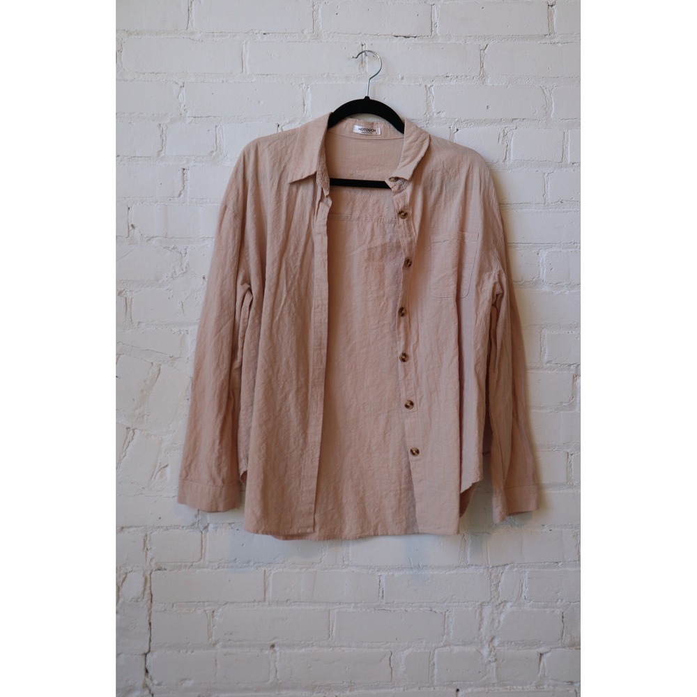 Hotouch Womens Long Sleeve Button Down Shirt Blush Pink Peach Size S Pocket Tops
